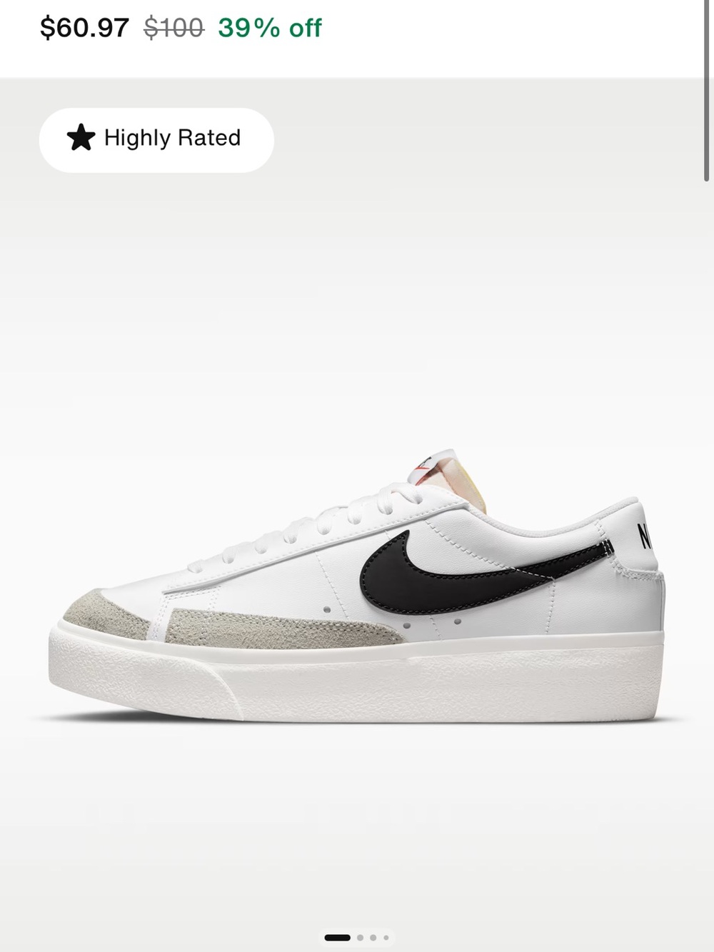 Nike White Low-Top Sneakers Platform Blazer